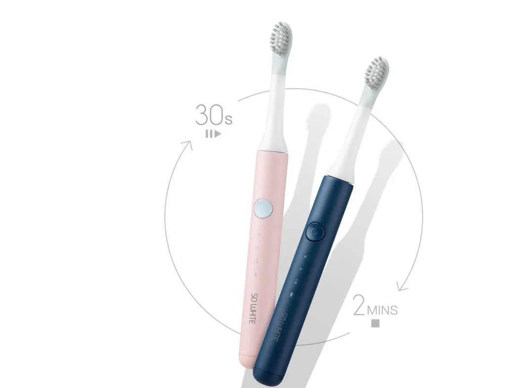 Sonic electric toothbrush with round head, blue handle, IPX7 waterproof, 3 vibration modes