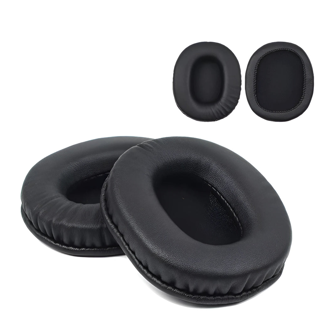 Black PU leather replacement headphone covers for Sony MDR-1R model, shown as a pair.