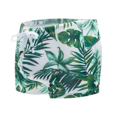 Charm men's nylon boxer briefs in Green, dual use underwear and swimwear