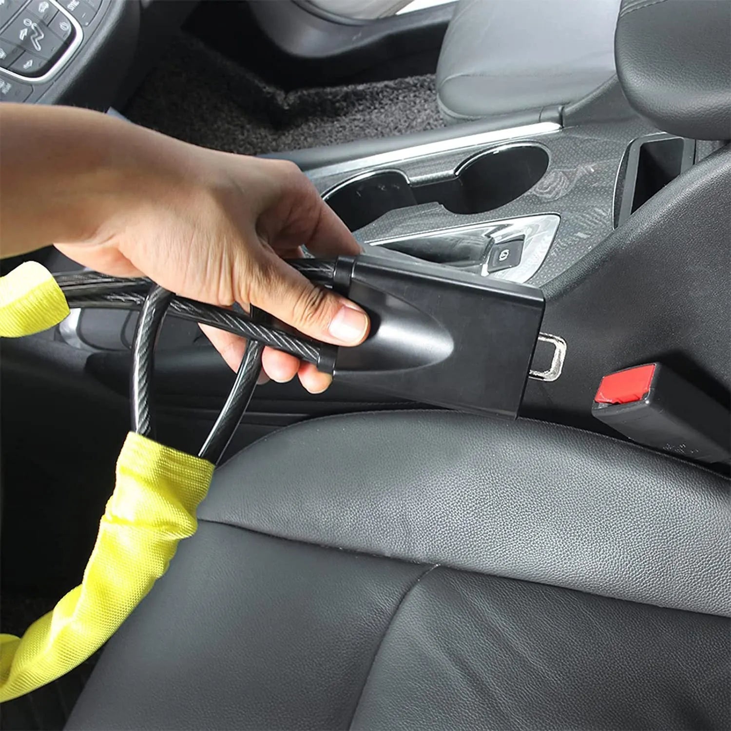 Iron wire rope steering wheel lock for General Motors cars with copper lock core in choice of colours