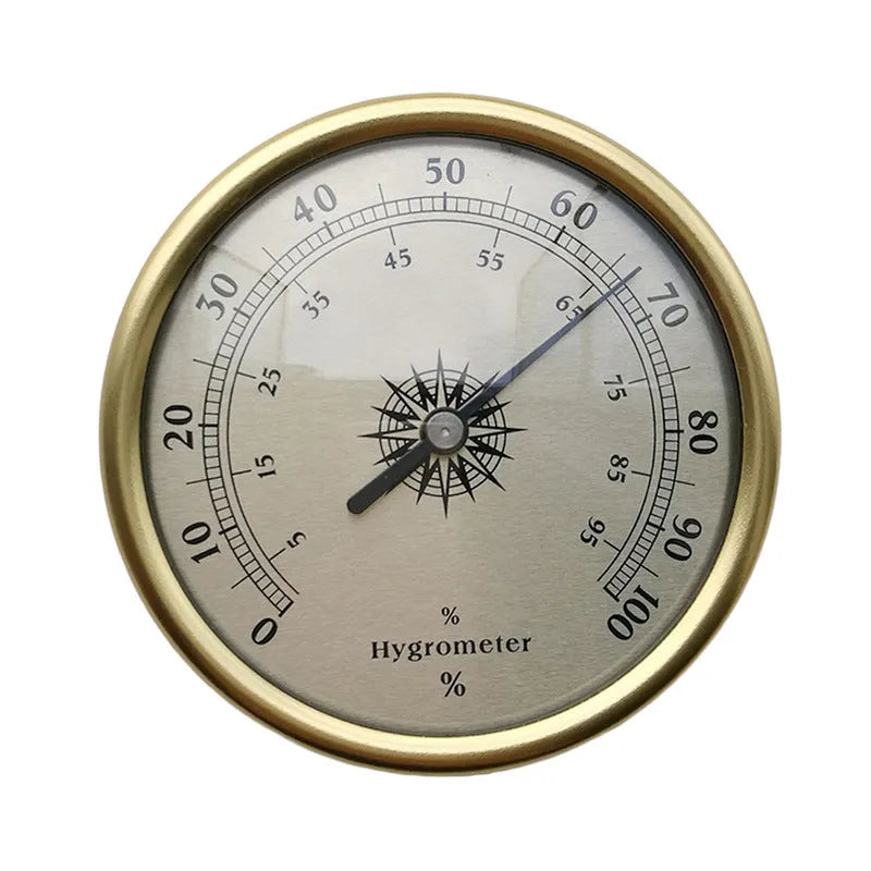 Analog thermometer and hygrometer with aluminium ring and dial for indoor outdoor monitoring