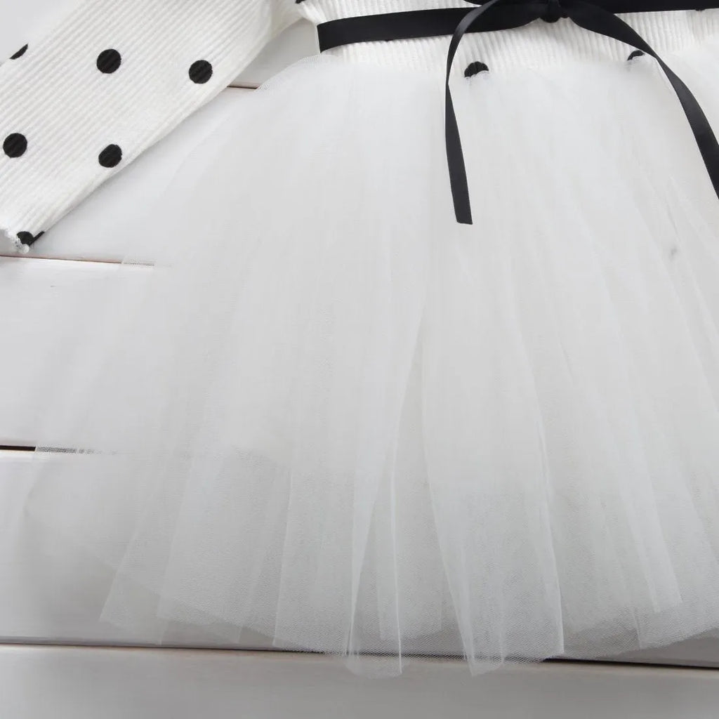 Baby girls long sleeve tutu lace dress in black pink white colours for christening and birthday parties