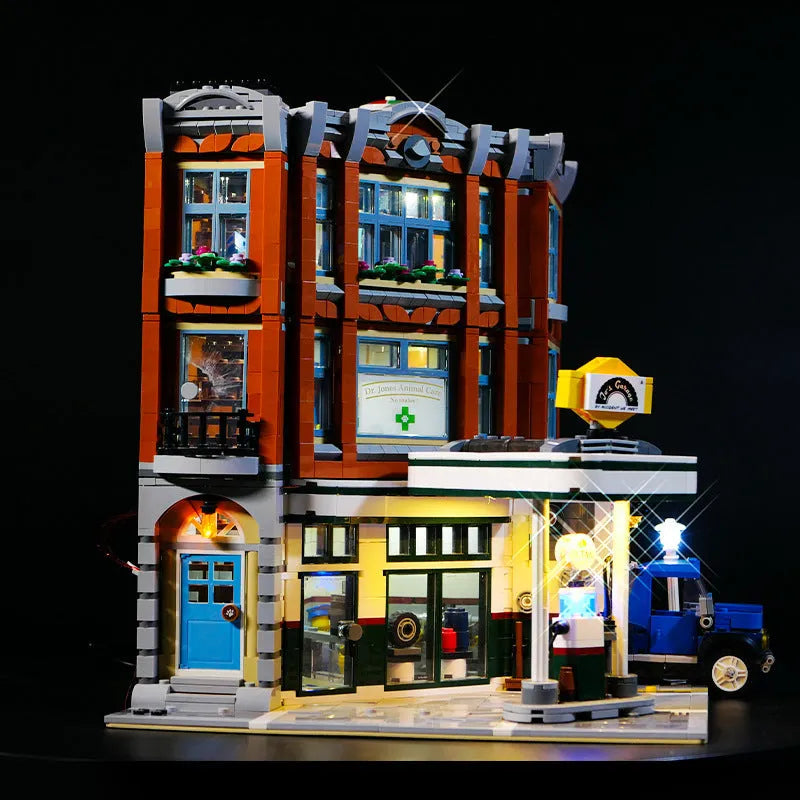 MOC modified LED lighting accessories plastic kit in corner repair shop colours for model building