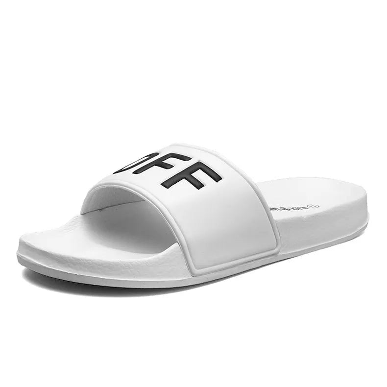 Large men's open toe slippers with rubber sole available in black and white colours