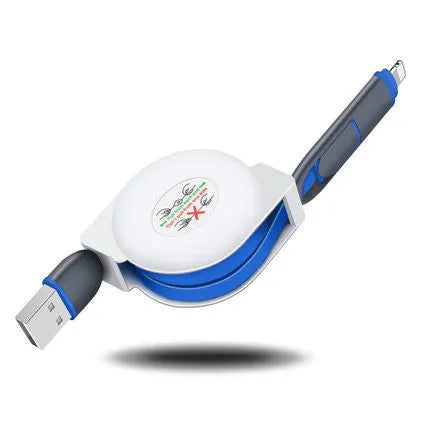 3-in-1 telescopic charging cable extended to 120cm with split connectors and titanium alloy interfaces