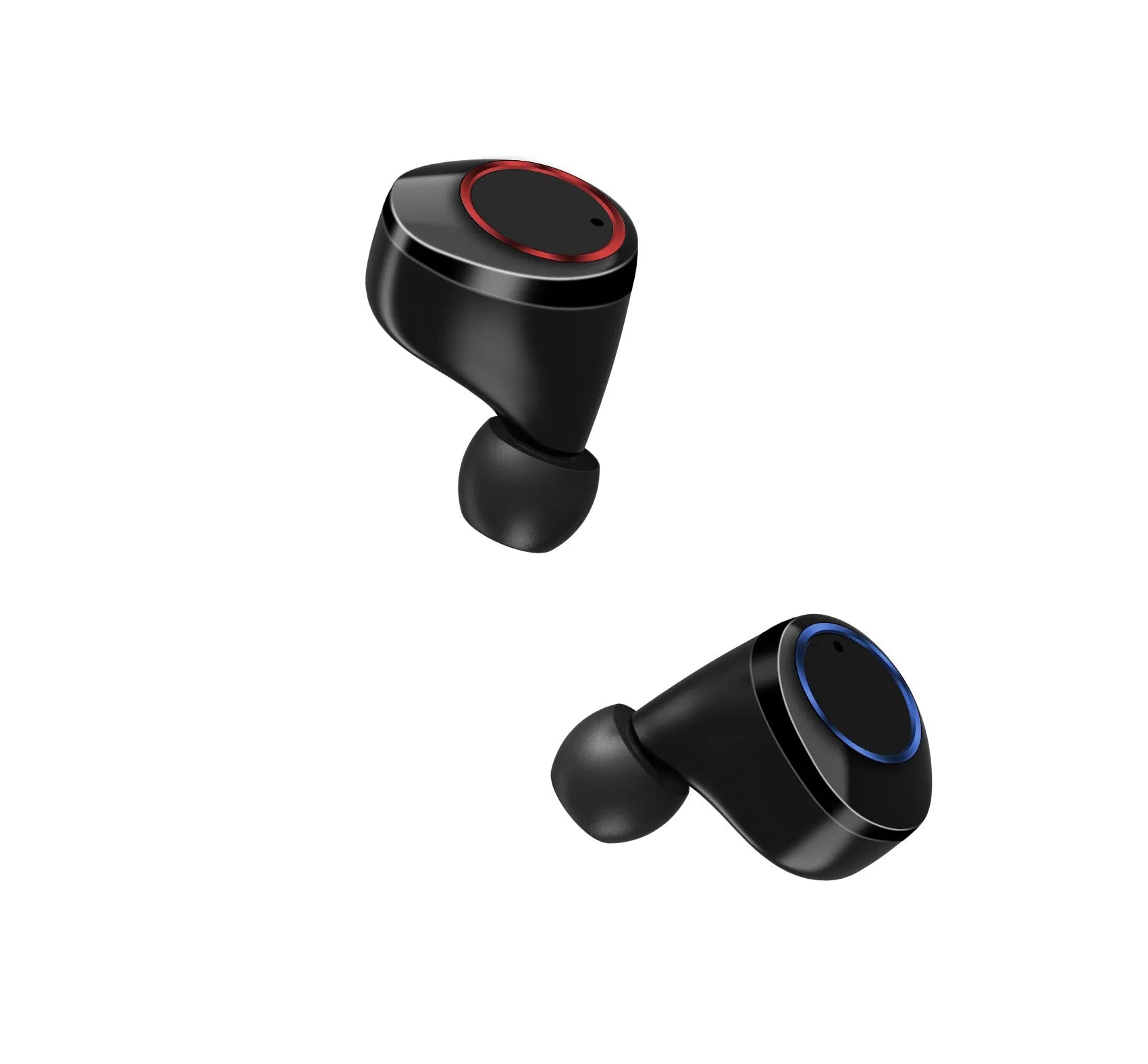 X11 Bluetooth wireless earphones in black with charging case and earpiece sleeves