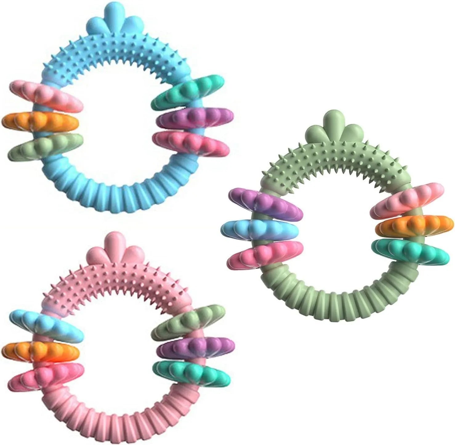 TPR dog chew toy molar stick in blue green pink for small dogs puppies teething teeth cleaning