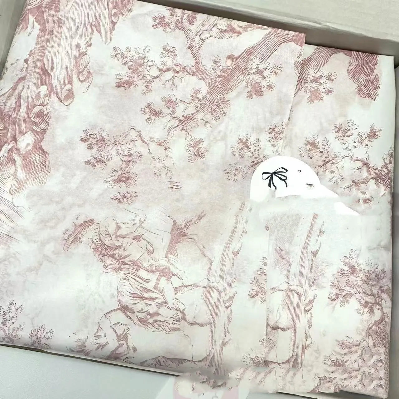 Mg tissue paper with French romance fairy theme in retro pink purple and green purple colours measuring 50x70cm