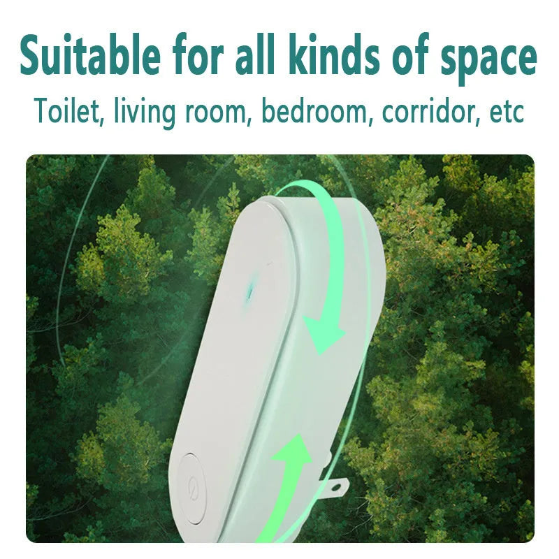Mini portable air purifier in white, with anion feature, for rooms up to 60 square metres