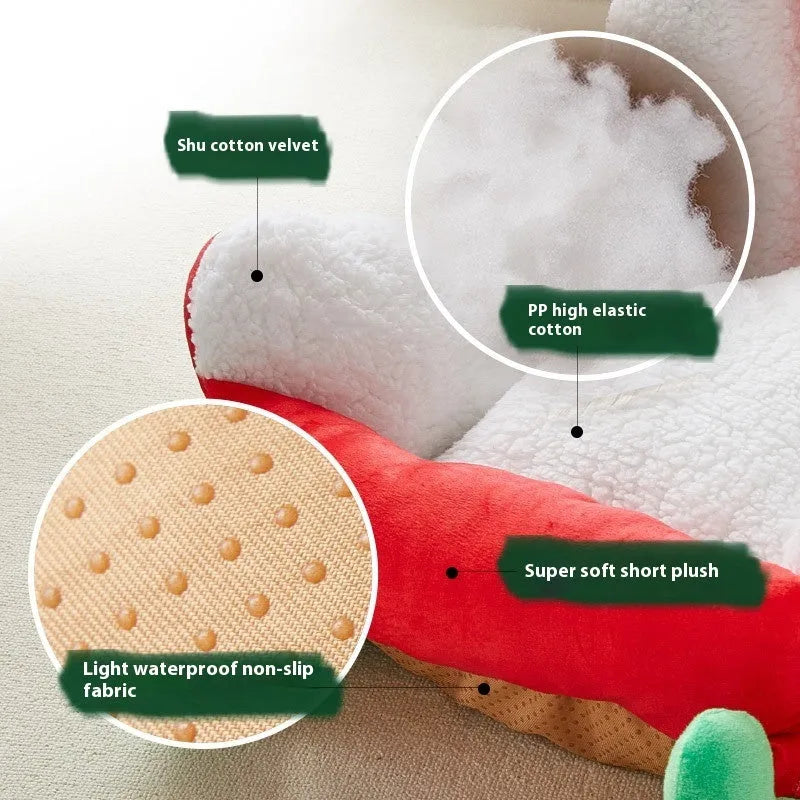 Christmas cloth cat bed winter warm 63x45x33cm on floor