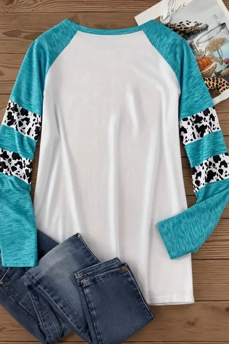 Sky blue Halloween T-shirt with detailed pumpkin digital print showing front view