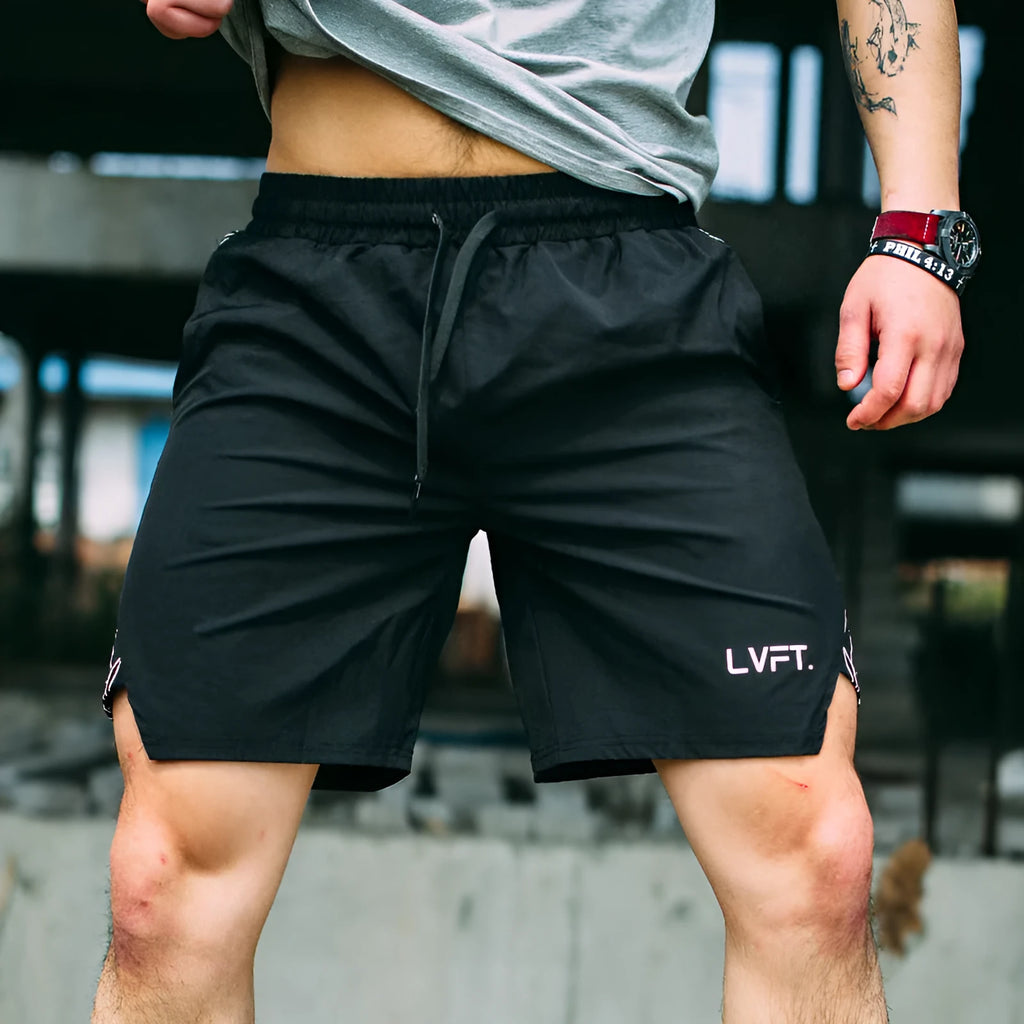 Men's black straight-leg polyester fitness training running pants for gym or jogging