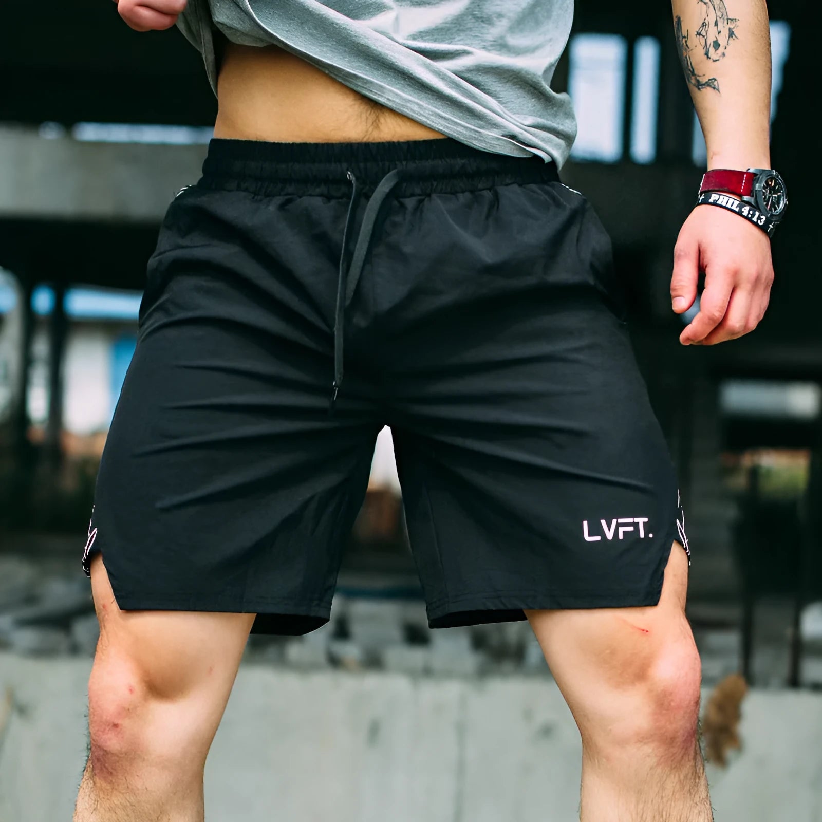 Men's black straight-leg polyester fitness training running pants for gym or jogging