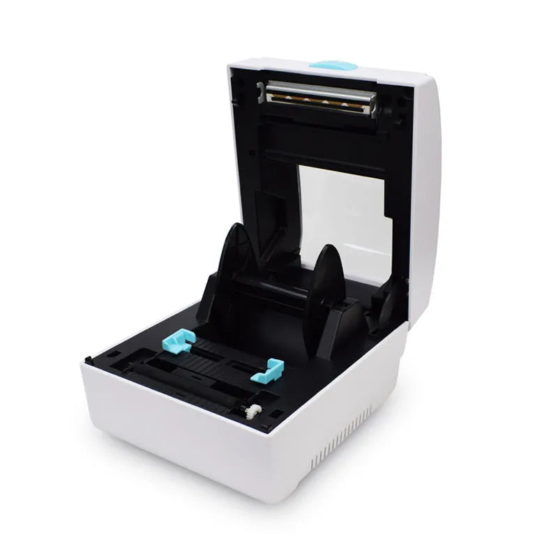 White Bluetooth thermal label printer with compact 200mm design for shipping and barcode labels