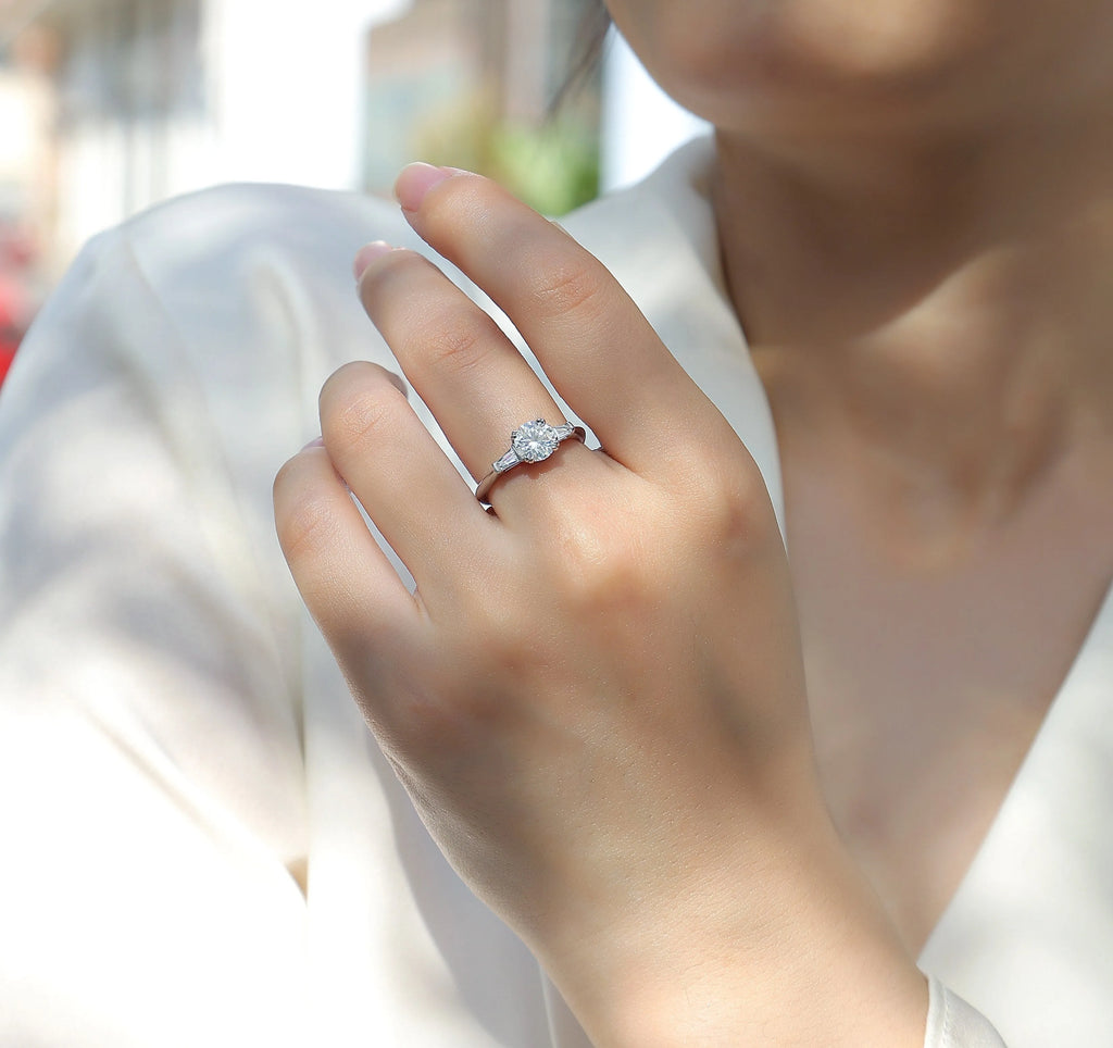 GODDNESS 1-carat moissanite wedding ring set in S925 silver with platinum plating, rose gold finish, gift box
