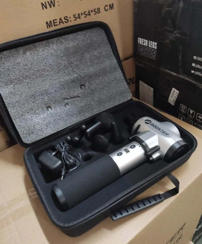 Black and white muscle relaxation massager with lithium battery and adjustable speed control