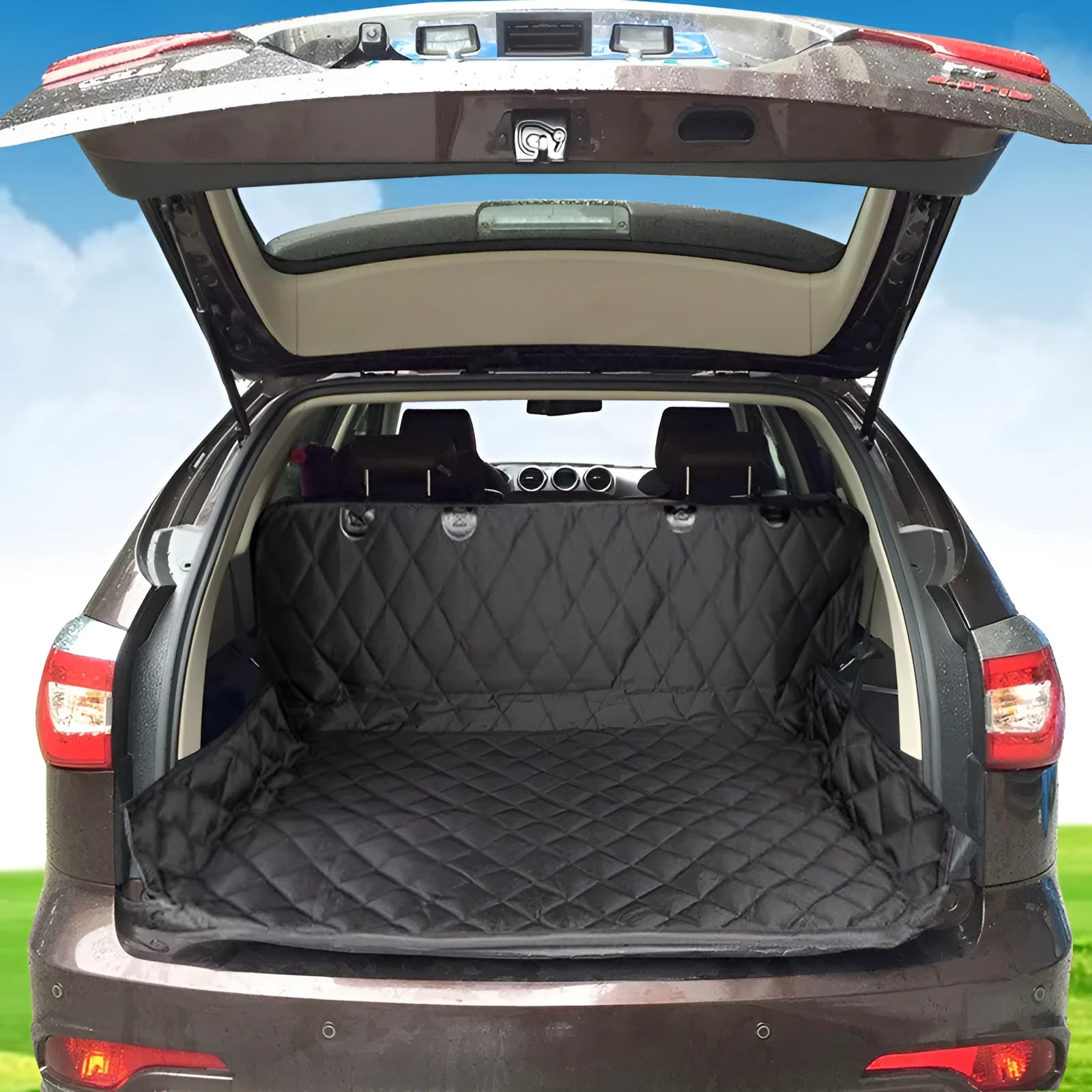 Black Oxford cloth car pet mat for dogs rear seat protector size options