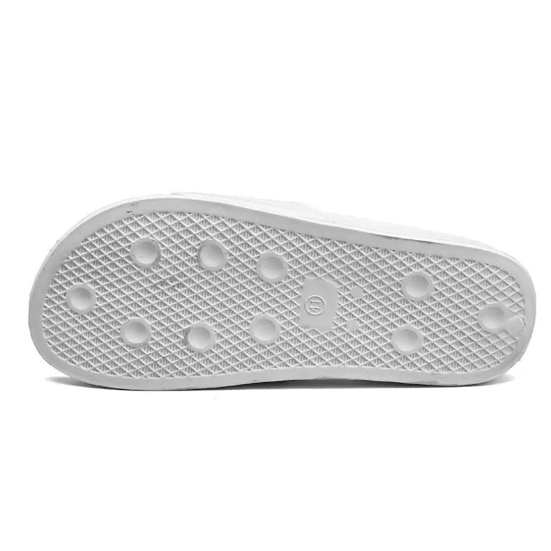 Large men's open toe slippers with rubber sole available in black and white colours