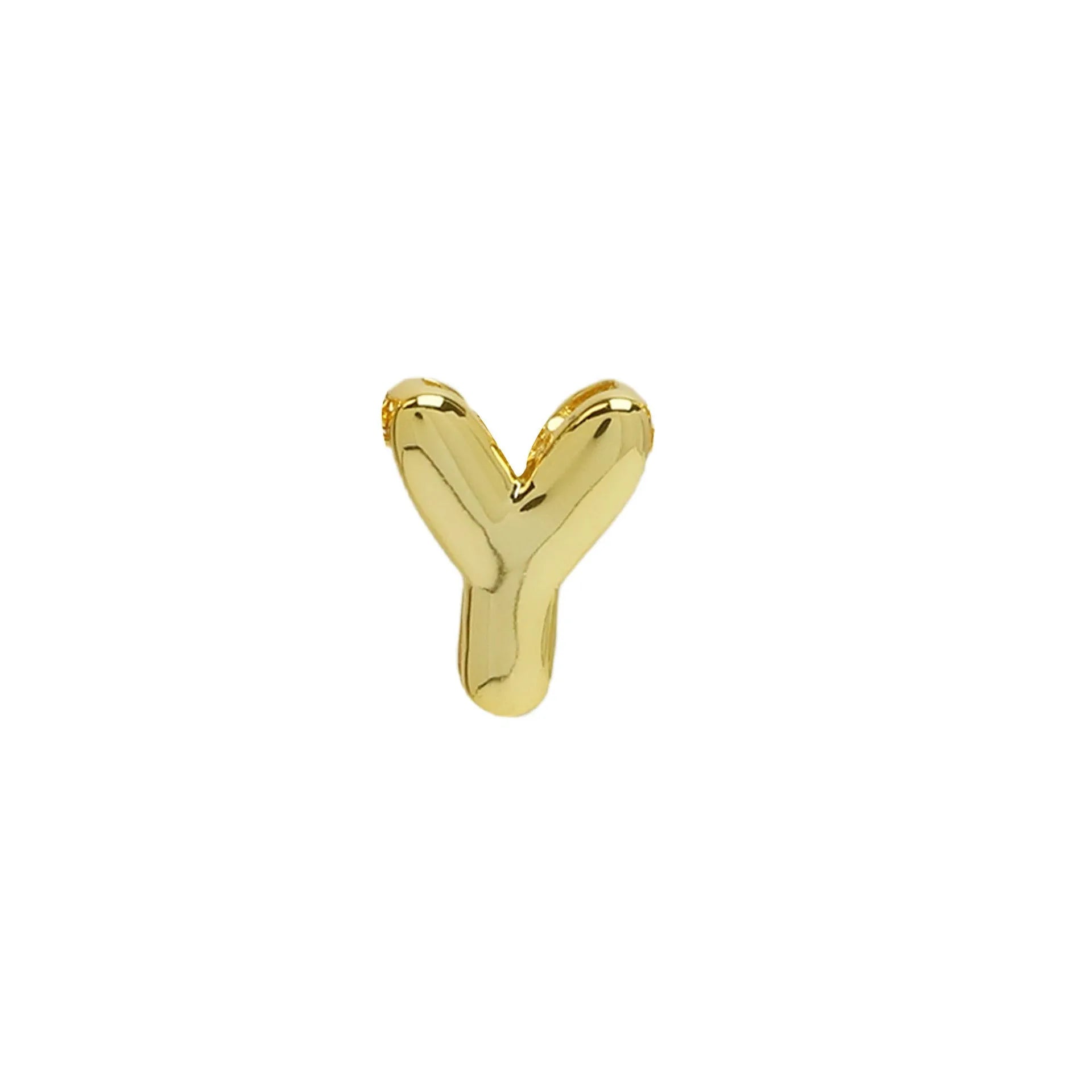 18k brass smooth surface bubble letter bracelet with pendant in gold colour on copper alloy