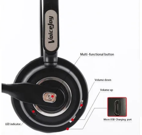 Truck driver Bluetooth headset with noise cancelling microphone for clear calls in noisy environments