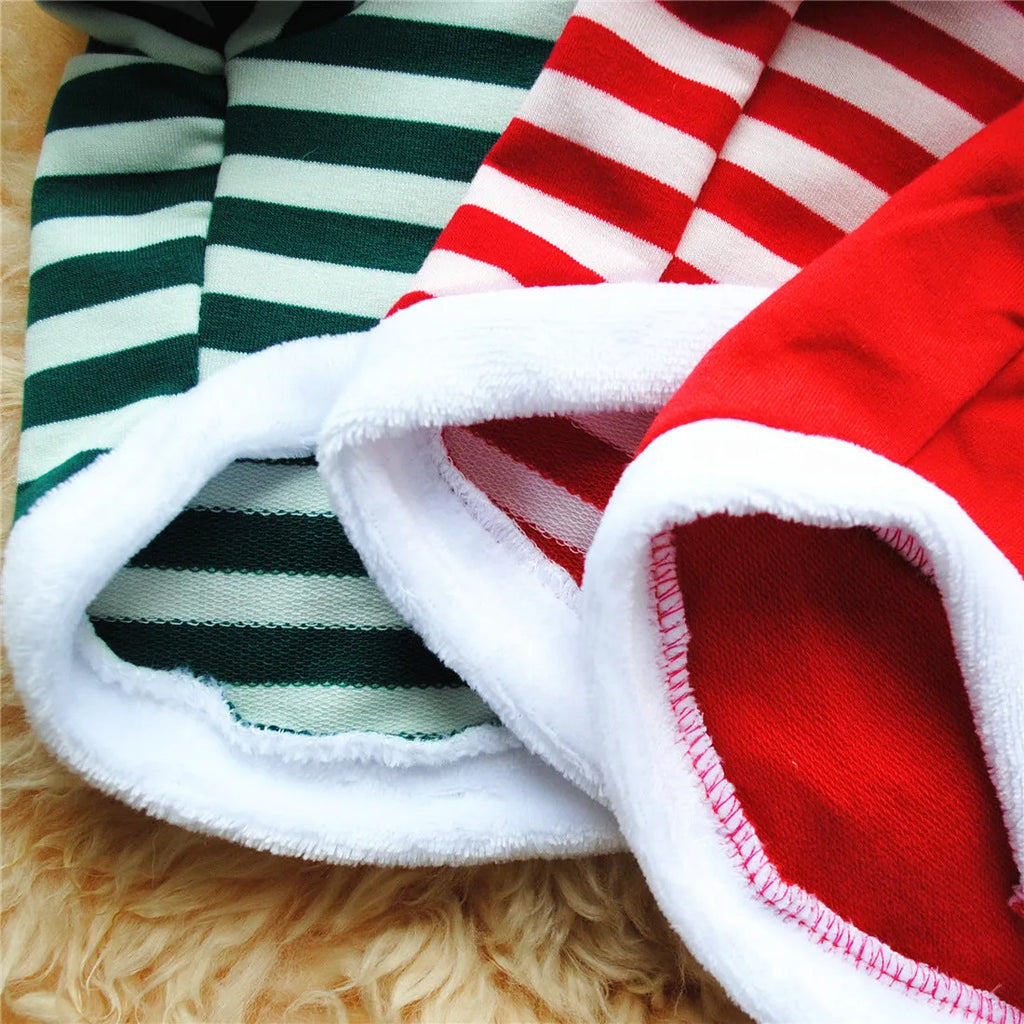 Christmas dog coat cotton terry with hairy border on small dog