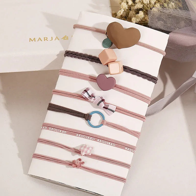 Hair rope holster with hair ring in Japanese Korean couple style, three colour options green pink red