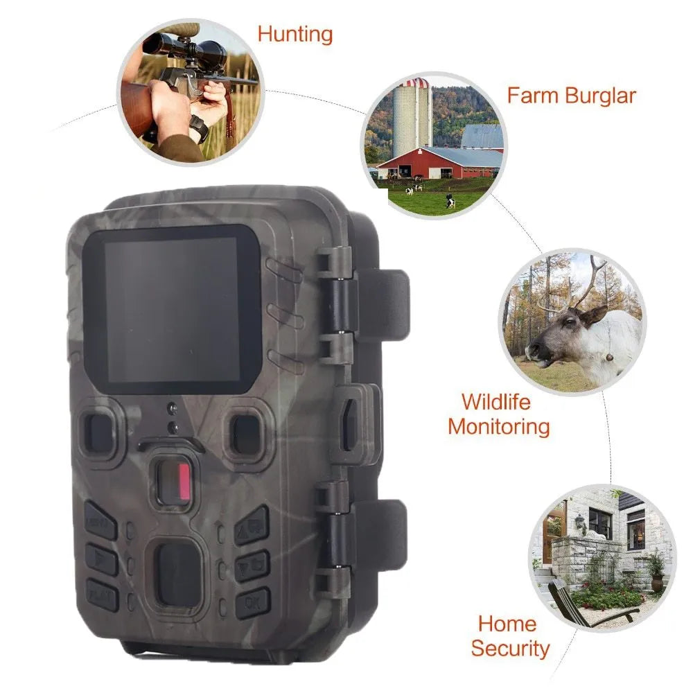 Black infrared night vision monitoring device with 12-megapixel sensor and TF card slot