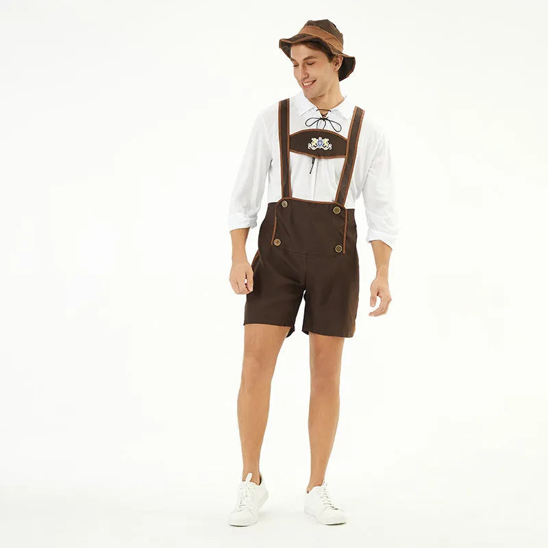 Men's Oktoberfest beer festival clothing suit in 3350 colour with top, suspender overalls, and hat
