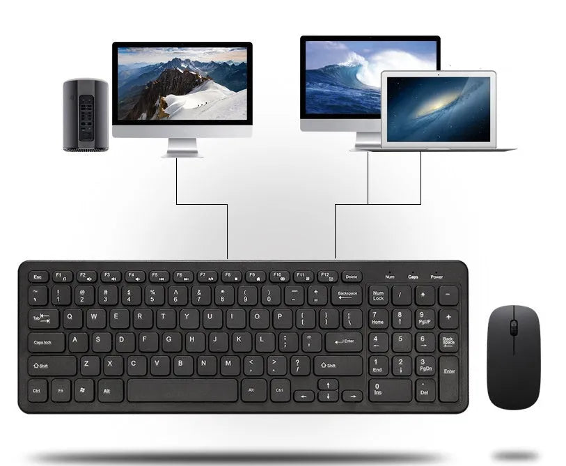 Wireless keyboard and mouse set with 96 keys and DPI switching mouse in multiple colour options