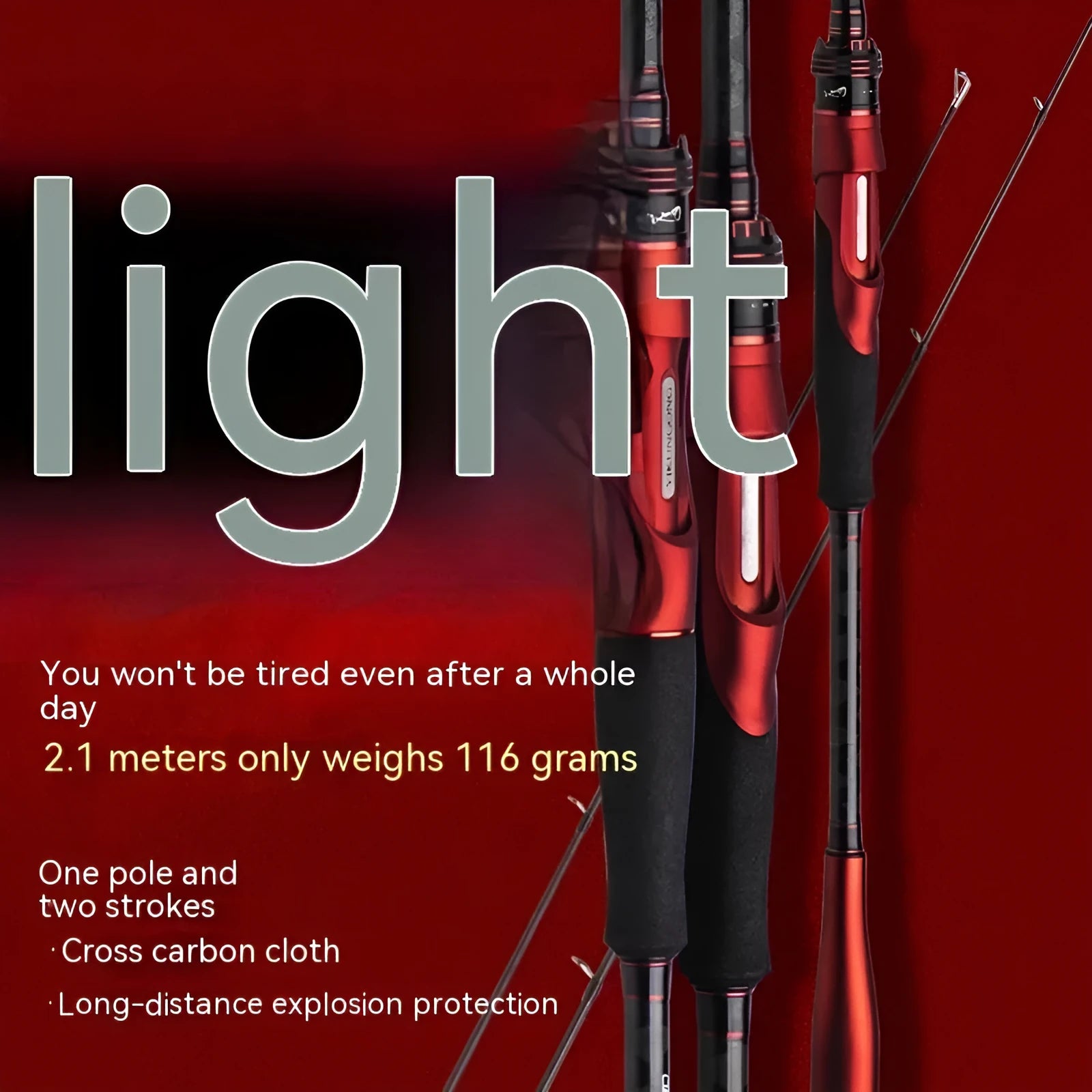 Carbon ultralight fishing rod with straight handle and pikestaff style options for light lure fishing