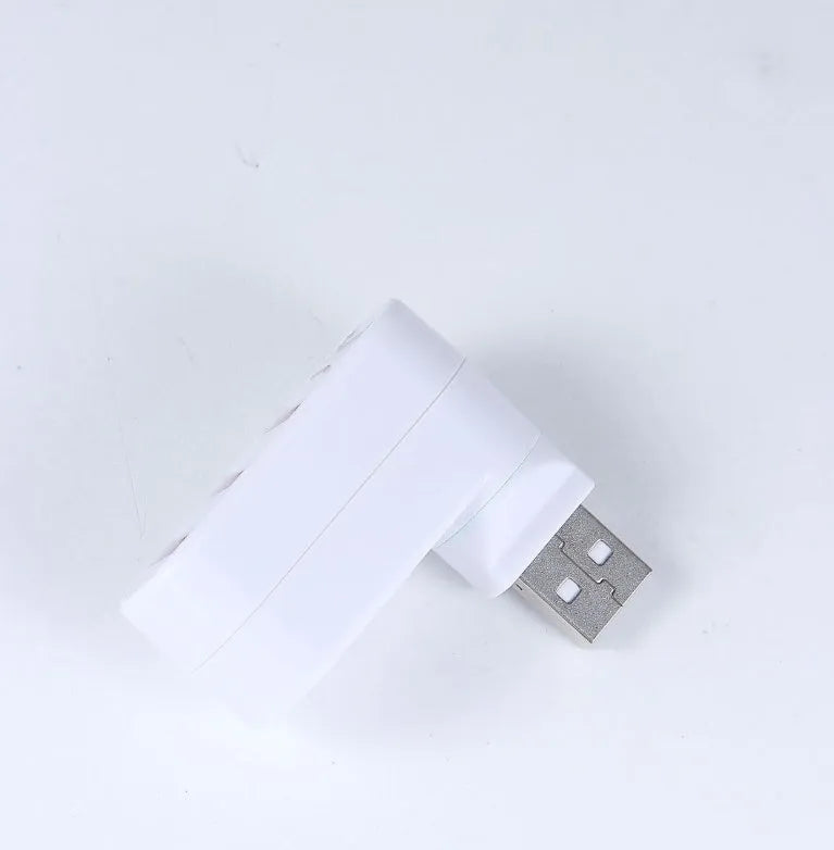 USB hub splitter with spin colour design in black and white showing four USB 2.0 ports