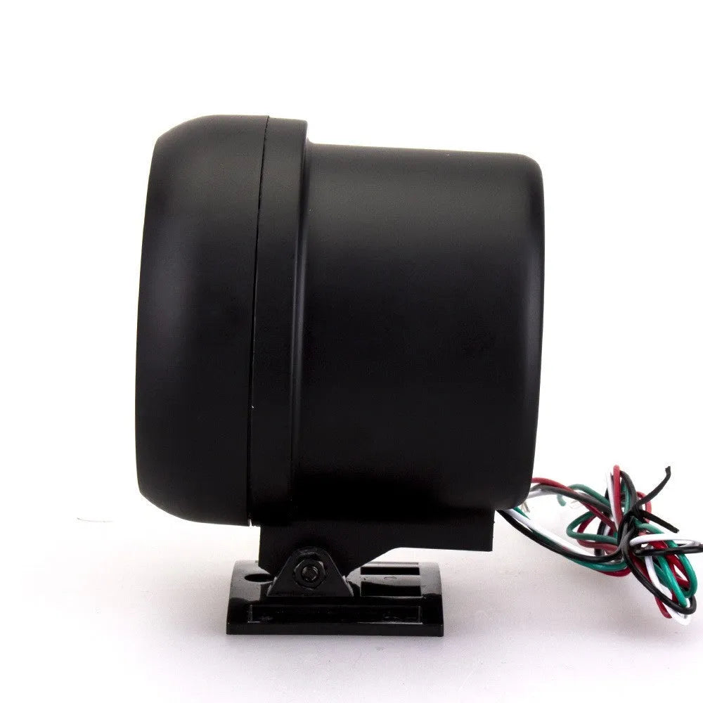 Black automotive tachometer with blue light pointer display showing engine rpm