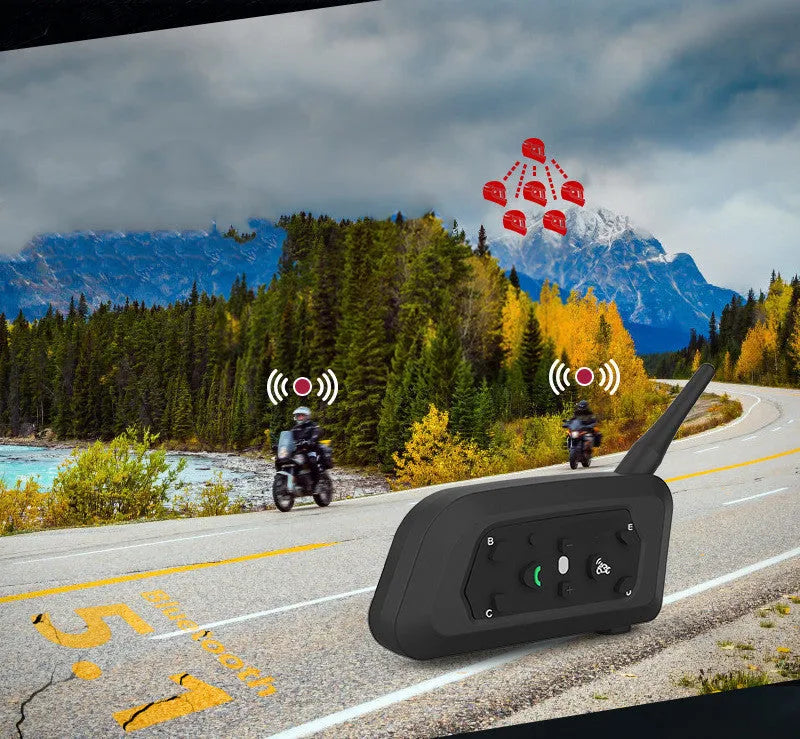 V6 Pro motorcycle helmet Bluetooth intercom unit with headphone and mounting accessories