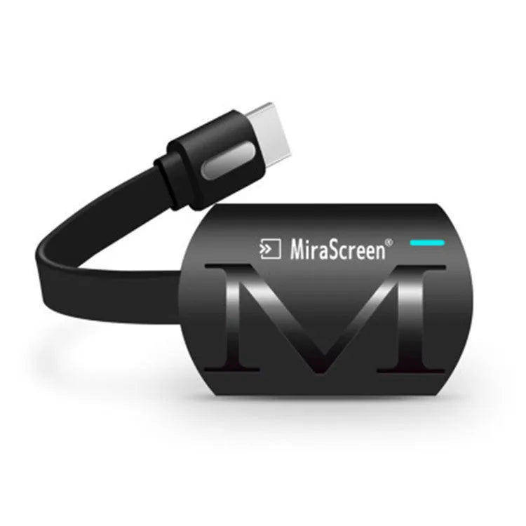 Black compact HDMI mirroring dongle for smartphone to TV with 1080p output.
