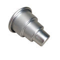 Three silver aluminium alloy cake moulds in large, medium and small sizes for tiered baking