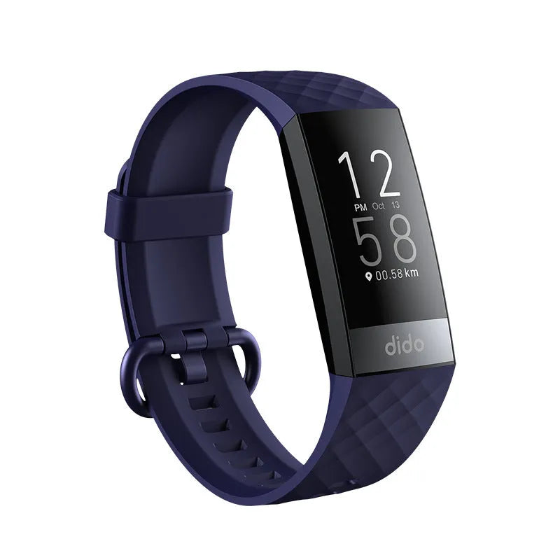 Black smart health bracelet with ECG and blood pressure monitoring on wrist