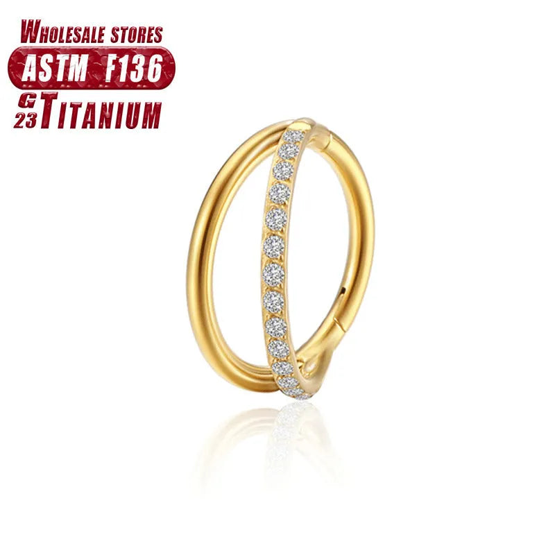 Titanium alloy fork nose ring in silver, gold, black, rose gold and colourful finishes.