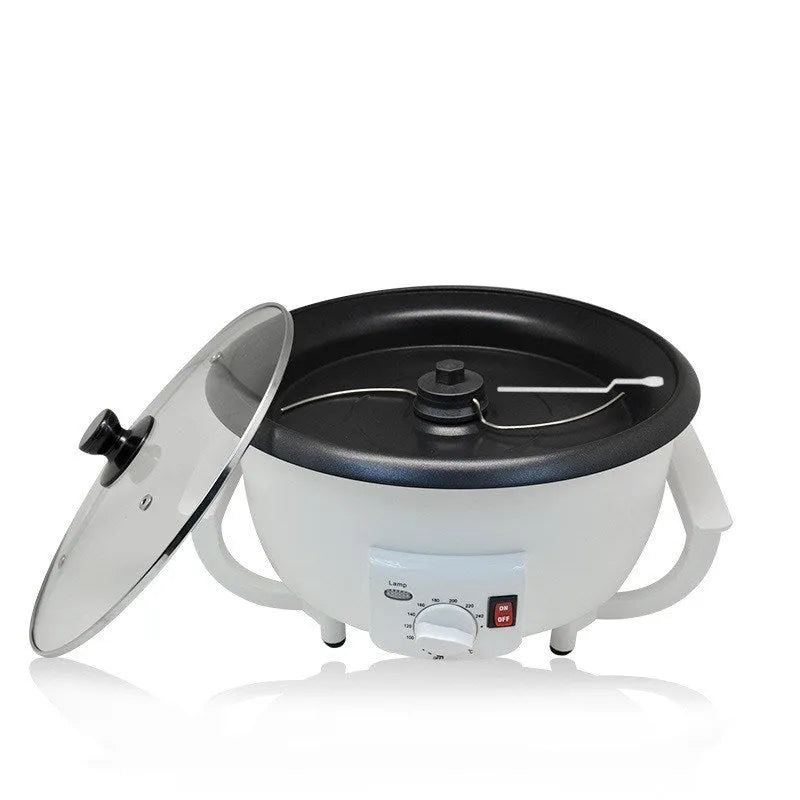 White coffee bean roasting machine with 750g capacity and 225mm base