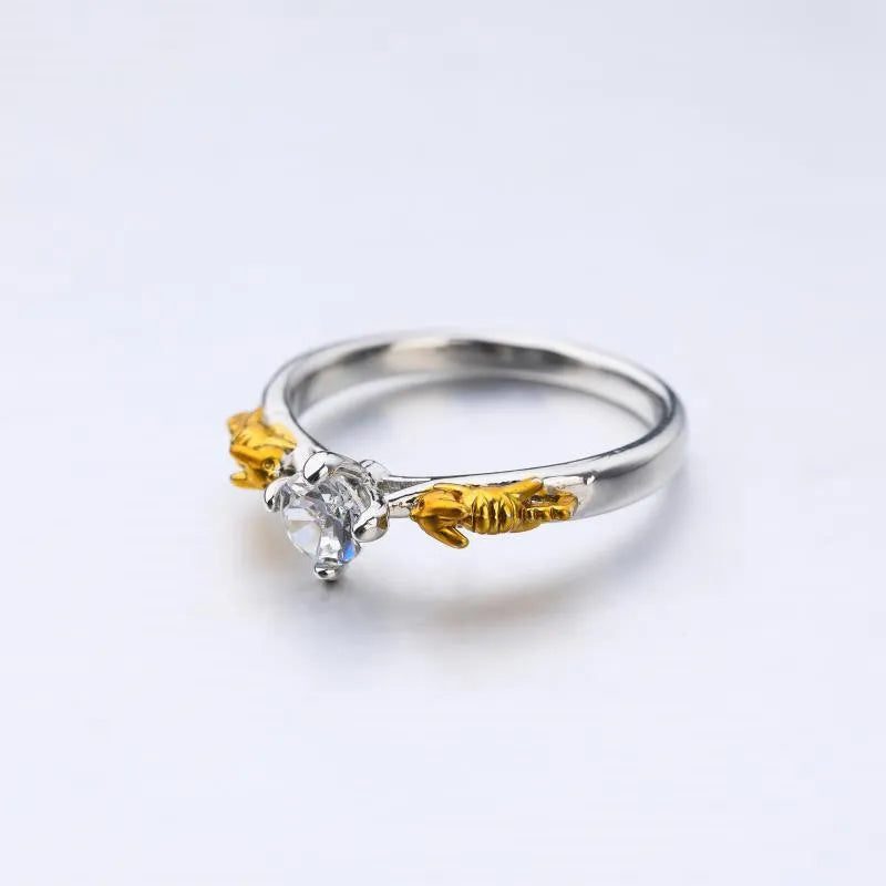 Black gold finish crystal crown cosplay ring on copper base, sizes 6-10.