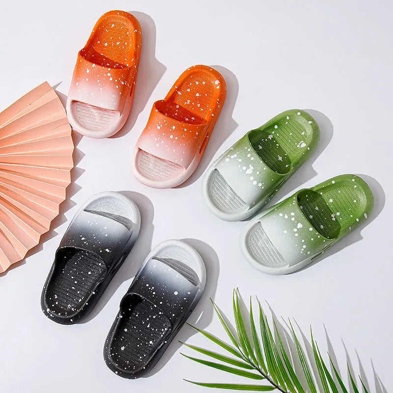 Gradient coloured PVC sandals for children with non-slip soles in blue, green, orange, pink and yellow options