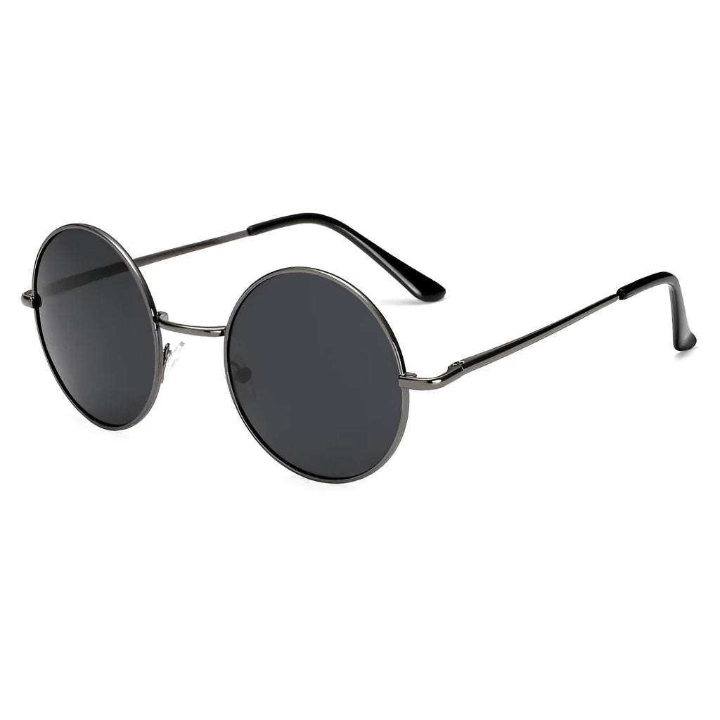 Polarised sunglasses with metal frame, resin circular polariser lens, gun frame gray colour