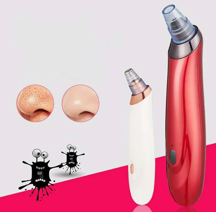 Electric blackhead remover device with five nozzle attachments for pore cleaning