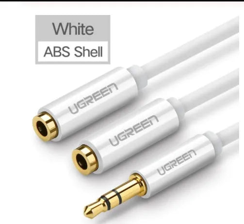 A short 0.2 metre black earphone cable with 3.5mm gold-plated connectors on a white background.