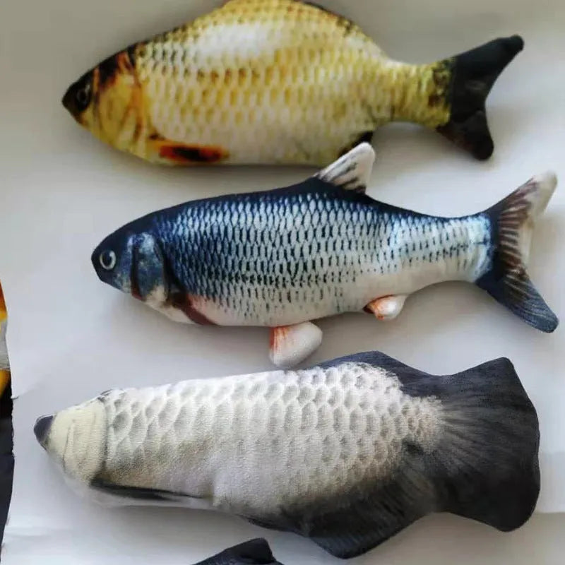 Electronic jumping fish cat toy 30cm long with USB charging cable