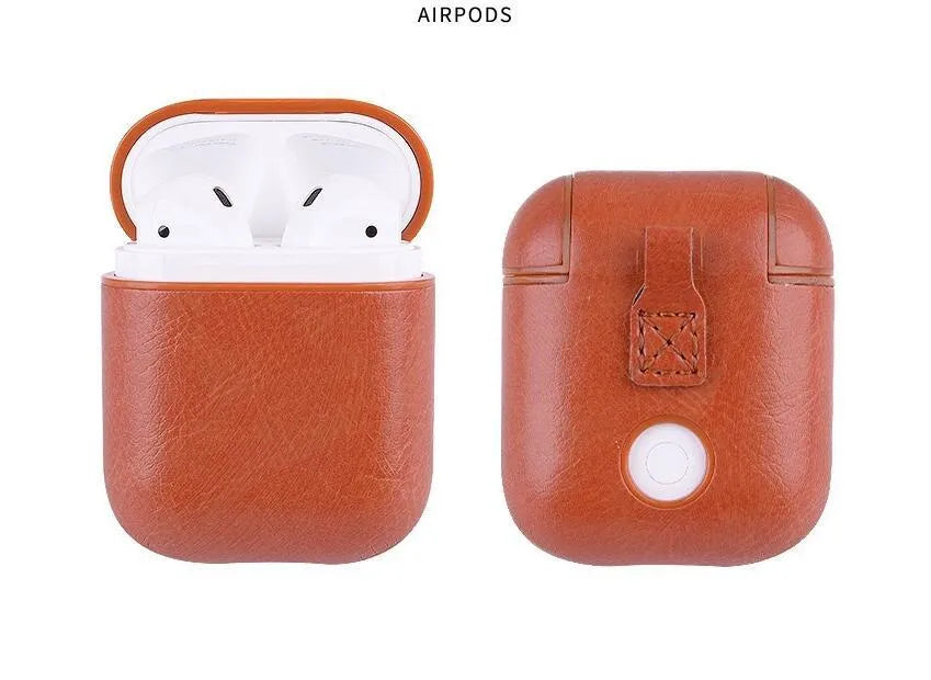 Genuine leather AirPods charging case in black, brown, light brown and red colour options