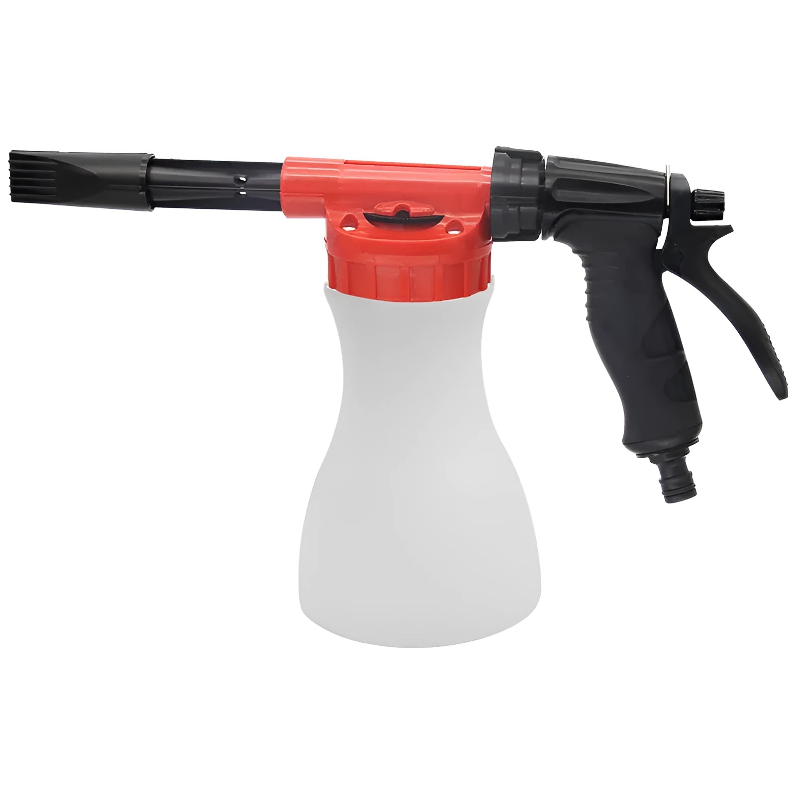 Compact high pressure water gun for garden use, showing handheld sprayer with foam pot.