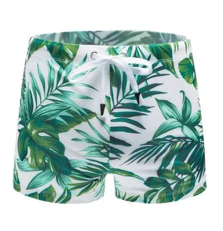 Charm men's nylon boxer briefs in Green, dual use underwear and swimwear
