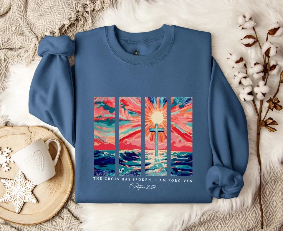 Blue printed plus size drop-shoulder sleeve sweater pullover for women, loose fit, long sleeves, polyester knit