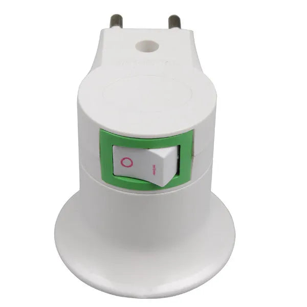 White E27 screw lamp holder wall adapter with switch control for AU EU or US electrical sockets