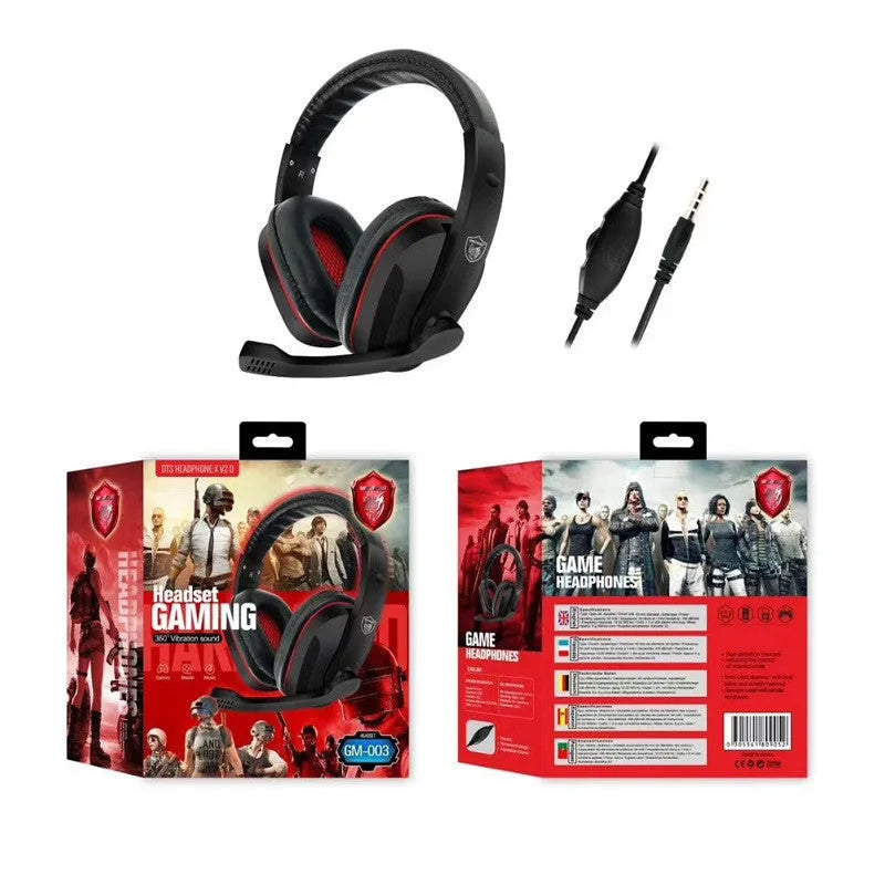 Black wired over-ear gaming headset with 40mm speakers and 6.3mm straight audio plug